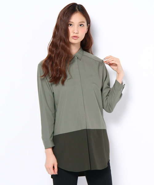 BEAUTY&YOUTH UNITED ARROWS(ビューティーアンドユースユナイテッドアローズ)の「BY バイカラーチュニックシャツ ◆(シャツ/ブラウス・レディース・ベージュ/オリーブ・フリー)」の1枚目の写真