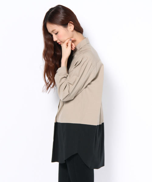 BEAUTY&YOUTH UNITED ARROWS(ビューティーアンドユースユナイテッドアローズ)の「BY バイカラーチュニックシャツ ◆(シャツ/ブラウス・レディース・ベージュ/オリーブ・フリー)」の3枚目の写真