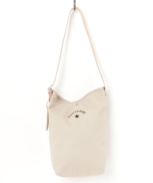 CONVERSE（コンバース）の「【CONVERSE/コンバース】CANVAS LEATHER SHOULBAG（ショルダーバッグ・レディース・オフホワイト/ベージュ/ブラック/ネイビー/グレー・FREE）」の3枚目の写真