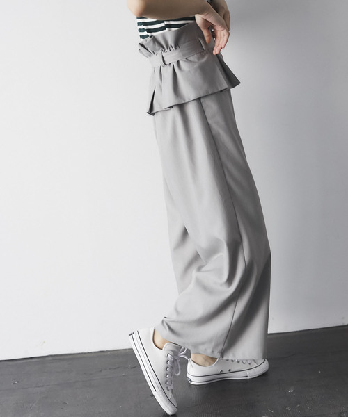 and R(アンドアール)の「ウエストタックワイドパンツ(その他パンツ・レディース・グレー/ライトベージュ・FREE)」の6枚目の写真