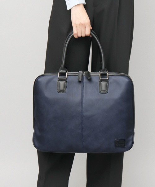 レザー調 自立式 スクエア ブリーフケース A4・PC収納可能サイズ