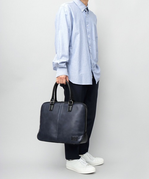 レザー調 自立式 スクエア ブリーフケース A4・PC収納可能サイズ