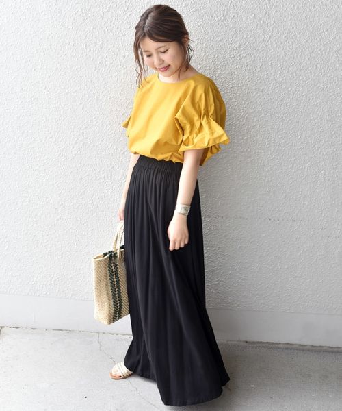 Khaju（カージュ）の「Khaju:タックスリーブブラウス【一部店舗・WEB限定】◇（シャツ/ブラウス・レディース・ベージュ/ネイビー/マスタード・ONE SIZE）」の5枚目の写真