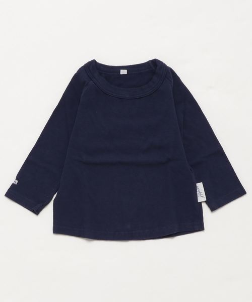 JIPPON(ジポン)の「ムジラグランロンT (rib−80〜140cm)(Tシャツ/カットソー)」|ネイビー