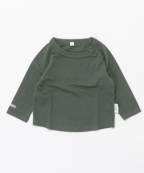 JIPPON(ジポン)の「ムジラグランロンT (rib−80〜140cm)(Tシャツ/カットソー)」|カーキ