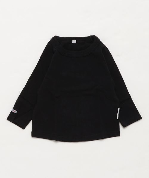 JIPPON(ジポン)の「ムジラグランロンT (rib−80〜140cm)(Tシャツ/カットソー)」|ブラック