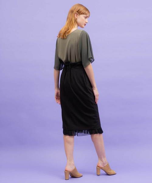 UNITED TOKYO(ユナイテッドトウキョウ)の「2WAYフロッキーメッシュコンビスカート(スカート・レディース・ベージュ/ブラック/カーキ・1)」の6枚目の写真