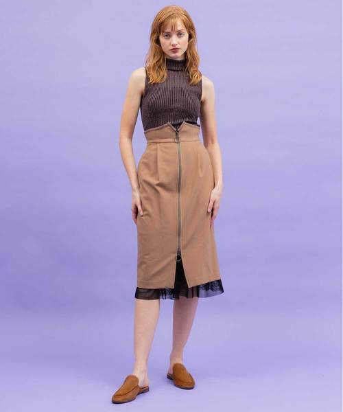 UNITED TOKYO(ユナイテッドトウキョウ)の「2WAYフロッキーメッシュコンビスカート(スカート・レディース・ベージュ/ブラック/カーキ・1)」の15枚目の写真