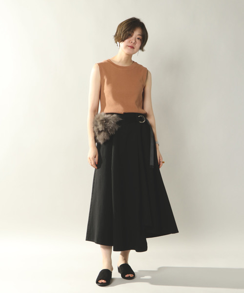 notch.（ノッチ）の「チノボリュームラッピングスカート（スカート・レディース・ブラック/ベージュ/ネイビー・M/L）」の5枚目の写真