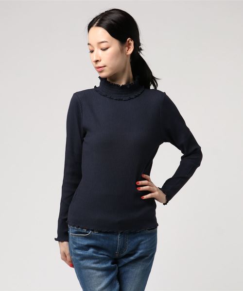 archives(アルシーヴ)の「シャーリングハイネックリブプルオーバー(Tシャツ/カットソー・レディース・ブラック/ベージュ/ネイビー/オフホワイト/グリーン・MEDIUM)」の5枚目の写真