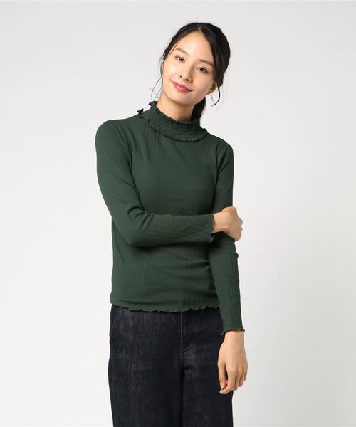 archives(アルシーヴ)の「シャーリングハイネックリブプルオーバー(Tシャツ/カットソー・レディース・ブラック/ベージュ/ネイビー/オフホワイト/グリーン・MEDIUM)」の1枚目の写真