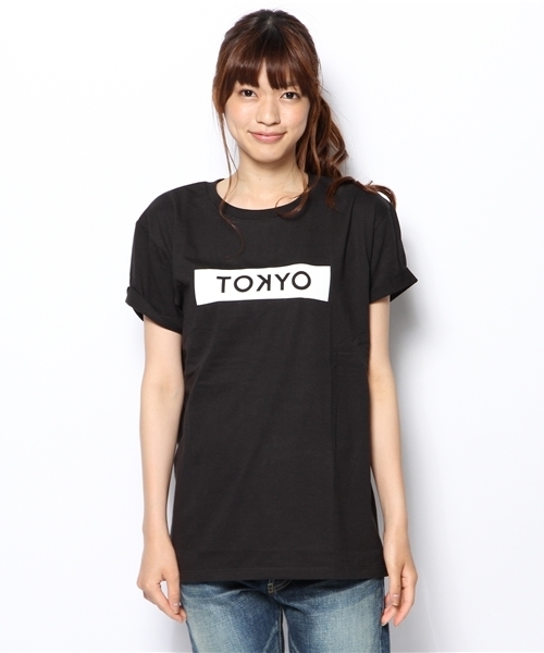 WEGO（ウィゴー）の「WEGO/ボックスロゴTシャツ（Tシャツ/カットソー・レディース・オフホワイト/ブラック/パープル・FREE）」の4枚目の写真