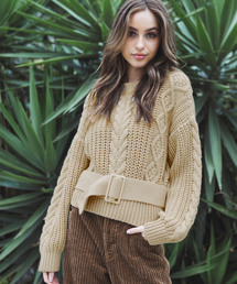 ALEXIA STAM | Belt Attached Cable Knit/ケーブルニット(ニット/セーター)