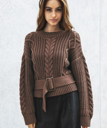 ALEXIA STAM | Belt Attached Cable Knit/ケーブルニット(ニット/セーター)