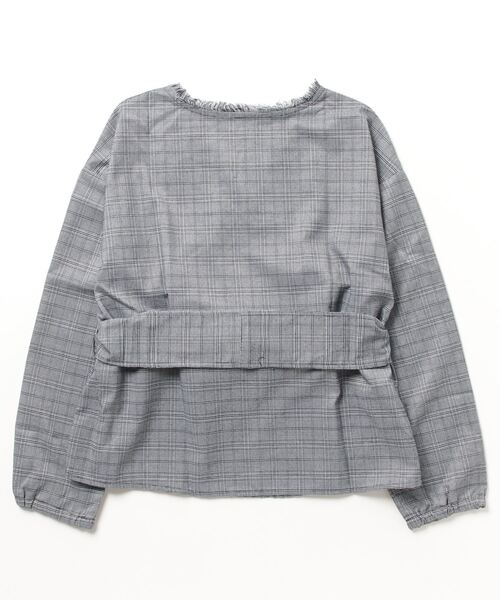 STYLEBLOCK（スタイルブロック）の「先染めチェックフリンジカシュクールブラウス（シャツ/ブラウス・レディース・ホワイト/ネイビー/ダークグレー・M）」の4枚目の写真