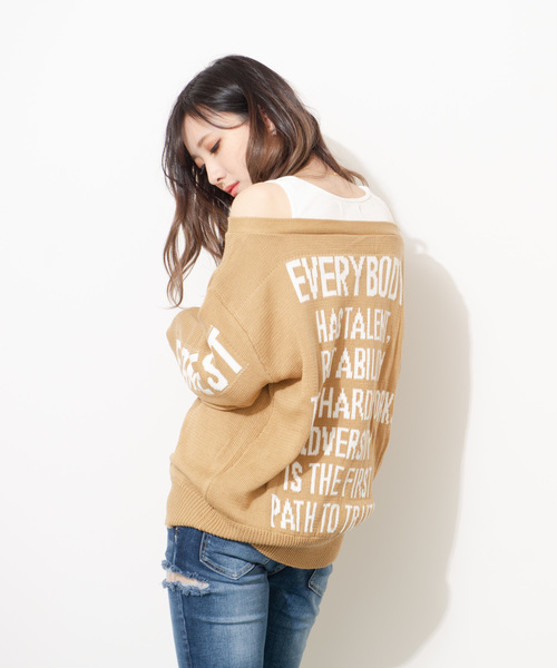ROGER AND RAW(ロジャーアンドロウ)の「Roger&Raw/タンク付きオフショルP/O(ニット/セーター・レディース・ホワイト/ブラック/杢グレー/ベージュ・M)」の2枚目の写真