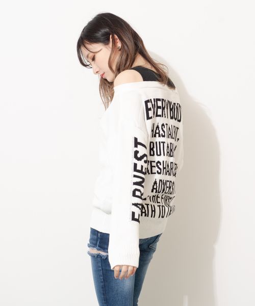 ROGER AND RAW(ロジャーアンドロウ)の「Roger&Raw/タンク付きオフショルP/O(ニット/セーター・レディース・ホワイト/ブラック/杢グレー/ベージュ・M)」の3枚目の写真