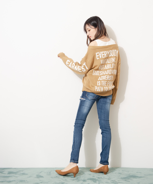 ROGER AND RAW(ロジャーアンドロウ)の「Roger&Raw/タンク付きオフショルP/O(ニット/セーター・レディース・ホワイト/ブラック/杢グレー/ベージュ・M)」の21枚目の写真