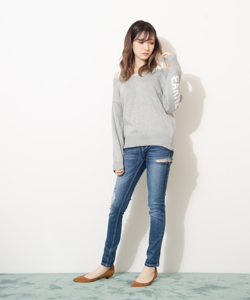 ROGER AND RAW(ロジャーアンドロウ)の「Roger&Raw/タンク付きオフショルP/O(ニット/セーター・レディース・ホワイト/ブラック/杢グレー/ベージュ・M)」の19枚目の写真