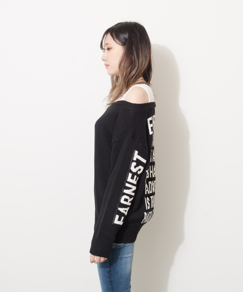 ROGER AND RAW(ロジャーアンドロウ)の「Roger&Raw/タンク付きオフショルP/O(ニット/セーター・レディース・ホワイト/ブラック/杢グレー/ベージュ・M)」の15枚目の写真