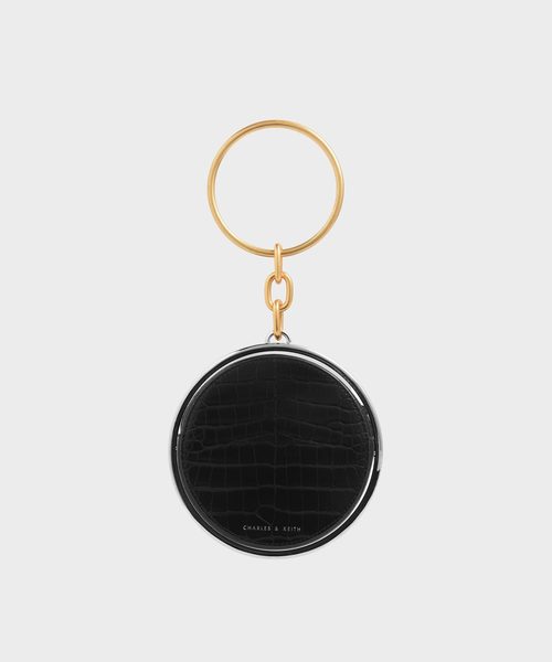 CHARLES & KEITH（チャールズ & キース）の「クロックエフェクト メタルトップハンドルサーキュラーポーチ / Croc-Effect Metal Top Handle Circular Pouch（ハンドバッグ・レディース・ホワイト/ブラック/ベージュ・S）」の2枚目の写真