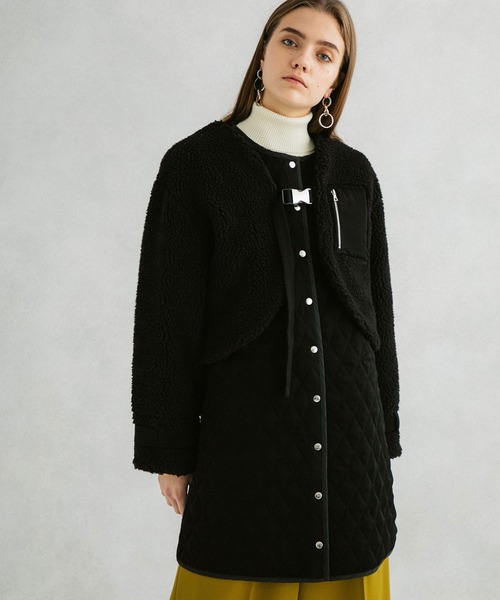 UNITED TOKYO（ユナイテッドトウキョウ）の「レイヤードボアコート（その他アウター・レディース・ブラック/アイボリー・1）」の10枚目の写真