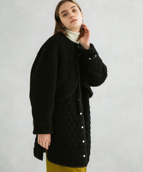 UNITED TOKYO（ユナイテッドトウキョウ）の「レイヤードボアコート（その他アウター・レディース・ブラック/アイボリー・1）」の13枚目の写真