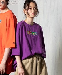 POWER TO THE PEOPLE×LOONY TUNES ダブルネーム ルーニー・テューンズ コラボ フロントプリント&刺繍半袖Tシャツ