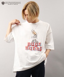 POWER TO THE PEOPLE×LOONY TUNES ダブルネーム ルーニー・テューンズ コラボ フロントプリント&刺繍半袖Tシャツ
