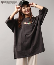 POWER TO THE PEOPLE×LOONY TUNES  ダブルネーム ルーニー・テューンズ コラボ フロントプリント＆刺繍半袖Tシャツ