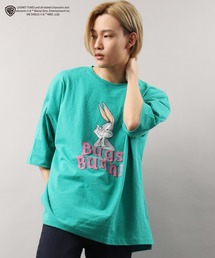 POWER TO THE PEOPLE×LOONY TUNES ダブルネーム ルーニー・テューンズ コラボ フロントプリント&刺繍半袖Tシャツ