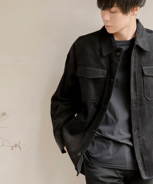 MONO-MART（モノマート）の「オーバーサイズCPO シャツジャケット ワークシャツ/シャツブルゾン（ブルゾン・メンズ・ワンウォッシュ/レオパード/ベージュ/ブラック/チェック/ライトインディゴブルー/ブラック系その他/ストライプ/ベージュ系その他/オフホワイト/ブラック系その他3/ブラック系その他4/ベージュ系その他2/ベージュ系その他3/ブラック系その他2/アイボリー/ブラウン/オリーブ/グレイッシュベージュ/ダークブラウン/ネイビー/ブラック系その他5/モカ/カーキ/ホワイト系その他・M/L）」の7枚目の写真