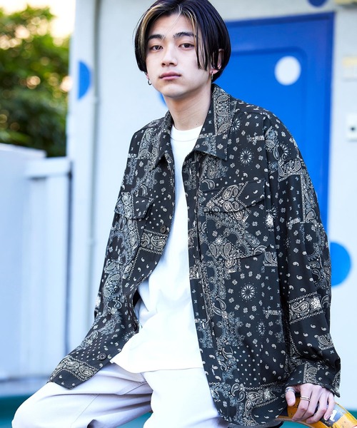 MONO-MART（モノマート）の「オーバーサイズCPO シャツジャケット ワークシャツ/シャツブルゾン（ブルゾン・メンズ・ワンウォッシュ/レオパード/ベージュ/ブラック/チェック/ライトインディゴブルー/ブラック系その他/ストライプ/ベージュ系その他/オフホワイト/ブラック系その他3/ブラック系その他4/ベージュ系その他2/ベージュ系その他3/ブラック系その他2/アイボリー/ブラウン/オリーブ/グレイッシュベージュ/ダークブラウン/ネイビー/ブラック系その他5/モカ/カーキ/ホワイト系その他・M/L）」の10枚目の写真