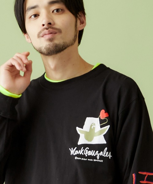 Mark Gonzales(マーク・ゴンザレス)の「Mark Gonzales/マークゴンザレス MONO-MART別注 袖ライン オーバーサイズ L/S カットソー(Tシャツ/カットソー・メンズ・ベージュ系その他/グリーン系その他/ブラック/ホワイト・FREE)」の3枚目の写真