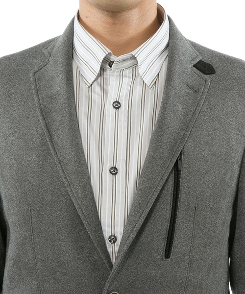 ジョセフアブード　メランジコンバーチブルジャケット　トラベル　グレー　LL JOSEPH ABBOUD（ジョセフアブード）の「メランジスエード