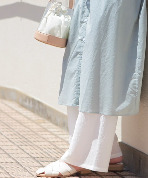 reca(レカ)の「シアーストレートパンツ(その他パンツ・レディース・ブルー系その他/オフホワイト/ブラック/ホワイト系その他/アイボリー/ミント・FREE)」の2枚目の写真