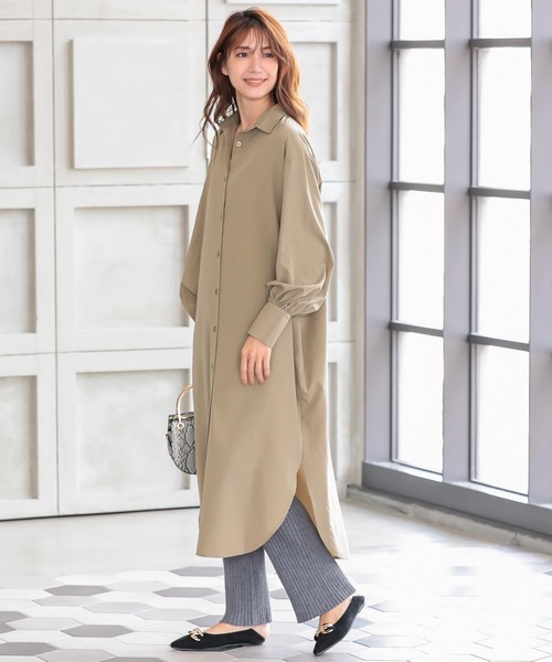 KOBE LETTUCE(コウベレタス)の「オーバーサイズロングシャツワンピース(シャツワンピース・レディース・レッド系その他/グリーン系その他/ブラウン/ベージュ系その他・FREE)」の4枚目の写真