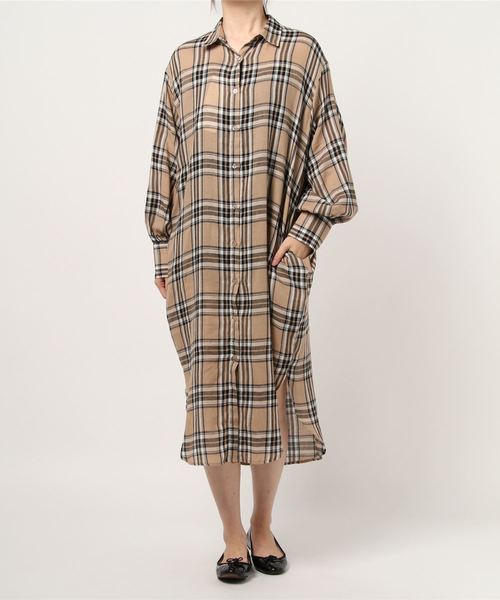 KOBE LETTUCE(コウベレタス)の「オーバーサイズロングシャツワンピース(シャツワンピース・レディース・レッド系その他/グリーン系その他/ブラウン/ベージュ系その他・FREE)」の18枚目の写真