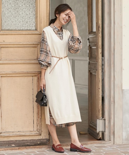 KOBE LETTUCE(コウベレタス)の「オーバーサイズロングシャツワンピース(シャツワンピース・レディース・レッド系その他/グリーン系その他/ブラウン/ベージュ系その他・FREE)」の11枚目の写真