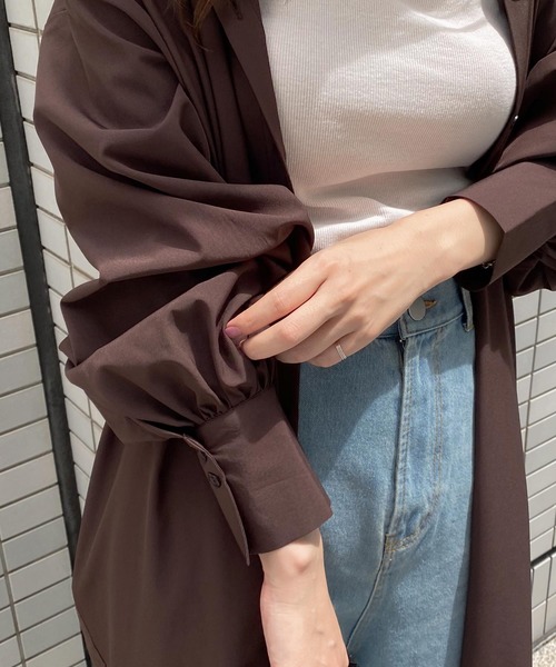 KOBE LETTUCE(コウベレタス)の「オーバーサイズロングシャツワンピース(シャツワンピース・レディース・レッド系その他/グリーン系その他/ブラウン/ベージュ系その他・FREE)」の8枚目の写真