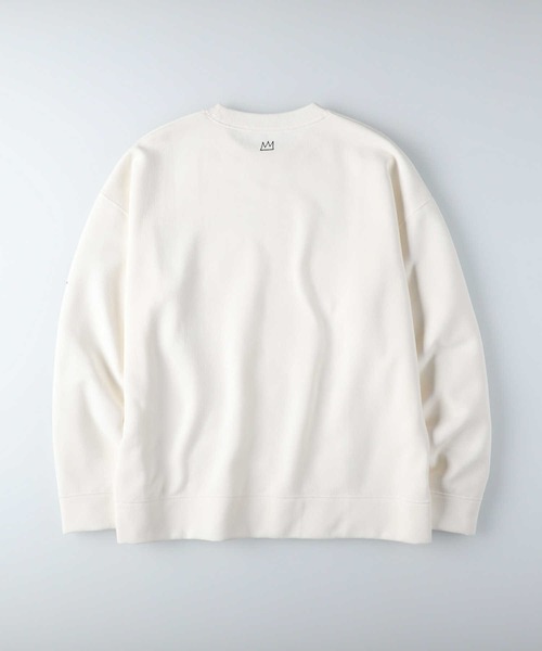 ホワイト クルーネック トレーナー アームパッチ付き BATONER 【WOMEN'S】バトナー チョマクルーネック（BN-24SL-045）