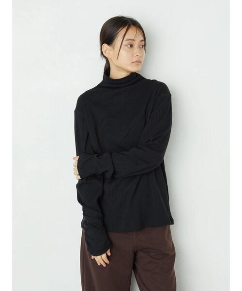 AMERICAN HOLIC（アメリカンホリック）の「リブカットタートルプルオーバー　＊（Tシャツ/カットソー・レディース・ブラック/ブラウン/オフホワイト/アイボリー・M/L）」の7枚目の写真