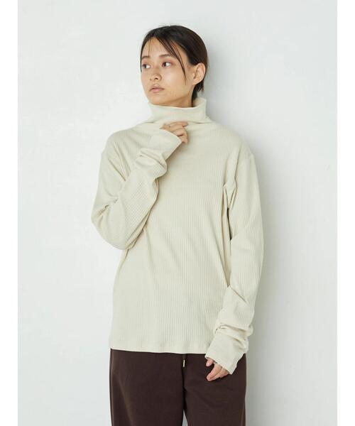 AMERICAN HOLIC（アメリカンホリック）の「リブカットタートルプルオーバー　＊（Tシャツ/カットソー・レディース・ブラック/ブラウン/オフホワイト/アイボリー・M/L）」の14枚目の写真