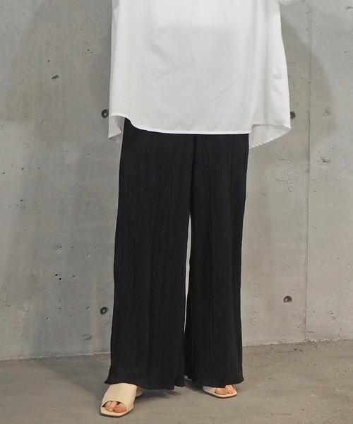 tiptop（ティップトップ）の「2021SS サテンミニプリーツワイドパンツ（その他パンツ・レディース・ブラック/モカ/グレイッシュベージュ/ブルー・FREE）」の5枚目の写真