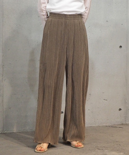 tiptop（ティップトップ）の「2021SS サテンミニプリーツワイドパンツ（その他パンツ・レディース・ブラック/モカ/グレイッシュベージュ/ブルー・FREE）」の9枚目の写真