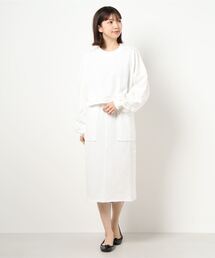 [ USAコットン ]ダメージトップス×タイトスカートセットアップ
