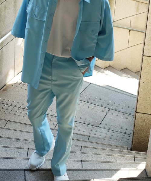 anown(アノン)の「-anown/アノン- 「セットアップ可能」蝶モチーフ刺繍 サイドスリット入りフレアパンツ(スラックス・メンズ・ブラック/ベージュ/サックスブルー/ダークパープル・S/M/L)」の10枚目の写真