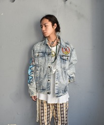 ヴィンテージ　ミリタリーデニムジャケット ハンドペイント　希少 80's Lee 220-J 101-J HAND PAINT ART DENIM JACKET 80代 90年代