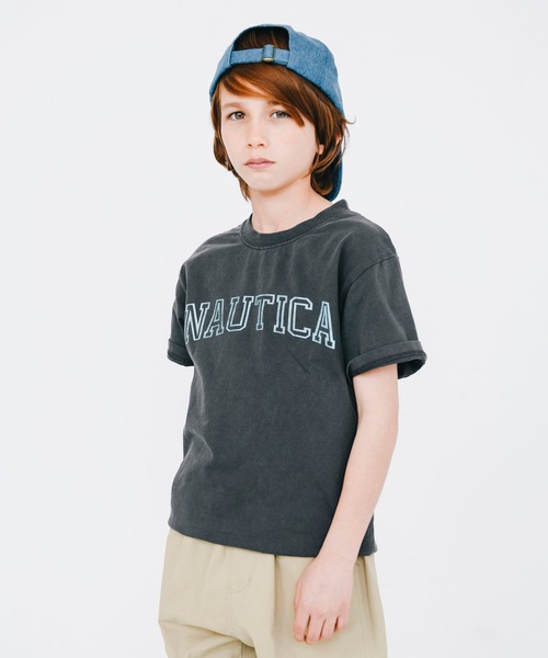 NAUTICA（ノーティカ）の「【NAUTICA/ノーティカ】ピグメントロゴTシャツ（Tシャツ/カットソー・キッズ・ベージュ/チャコールグレー/パープル・150cm/100cm/140cm/120cm/110cm/130cm）」の4枚目の写真