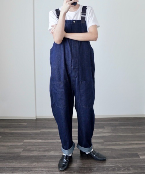 y/m by れぽすけ(イムバイレポスケ)の「ミリタリーサロペット(サロペット/オーバーオール・メンズ・インディゴブルー/ブラック・LARGE/MEDIUM)」の16枚目の写真